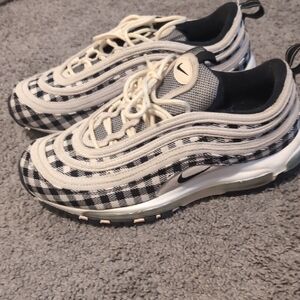 Nike Black and Cream Checkered Sneakers